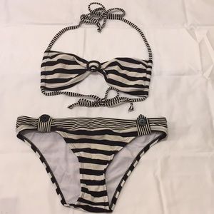Hotkiss Black White Stripe Bikini Swimsuit